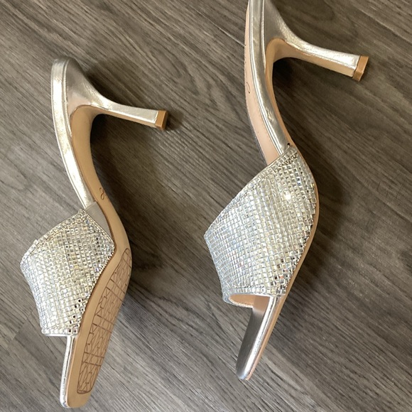 Sparkling sandals with a heel and square toe,  tapered heel make this a fun shoe - Picture 11 of 11